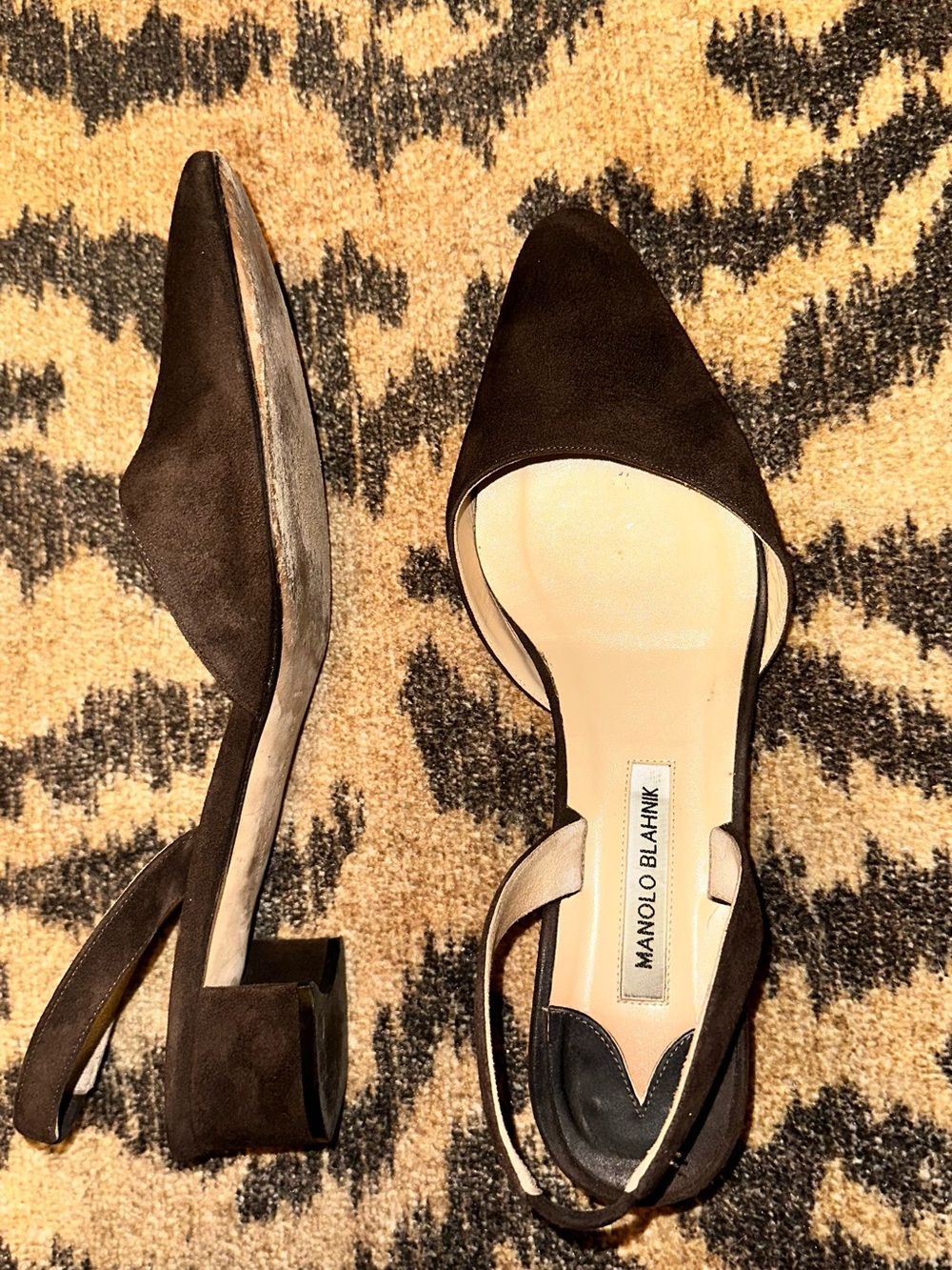 Manolo Blahnik Dark Brown Suede ASPRO Slingback 40.5